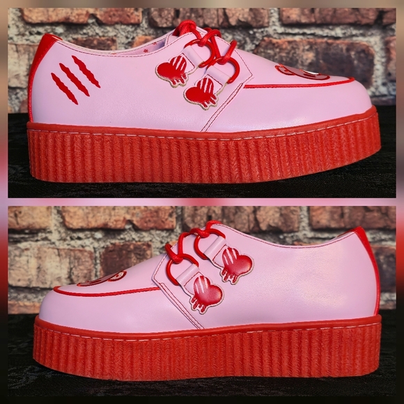 Pink and Red Platform Shoes with Cartoon Design - Picture 9 of 12